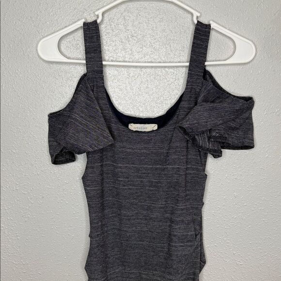 Artelier Nicole Miller Blue Off Shoulder Mini Ruched Bodycon Dress Size Small - Picture 4 of 7